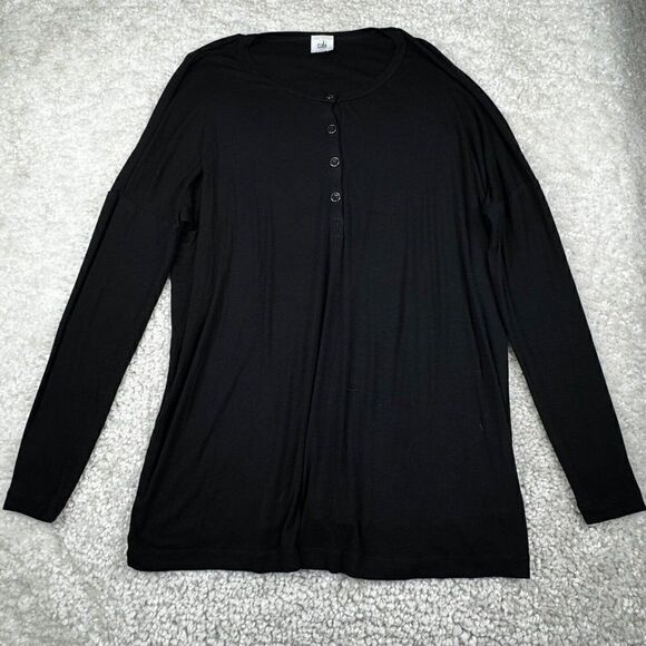 Cabi Black Henley Tunic Swing Tee Oversized - Picture 2 of 7